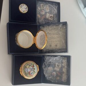 Halcyon Days Gold and White Trinket Boxes